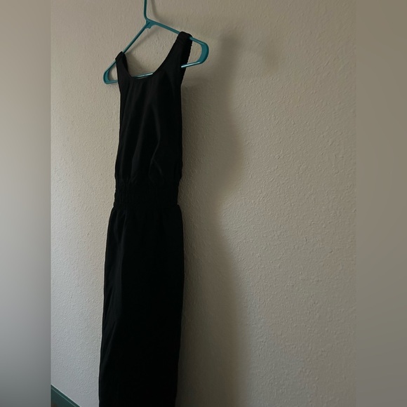 Black Maxi Dress Size M Sleeveless Casual Summer Dress With Pockets Minimalist - Picture 3 of 9